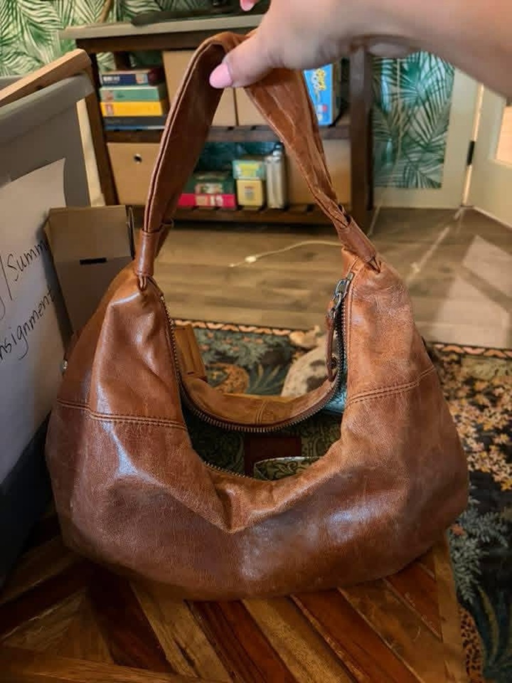 HOBO Tan Leather Slouch Hobo Bag